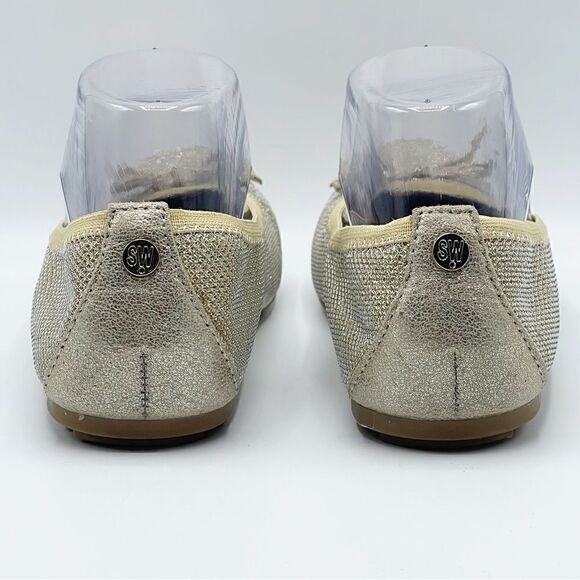 Stuart Weitzman Fannie Ballerina Platinum Noir gold sparkle flats - Women’s 5 - Picture 3 of 11